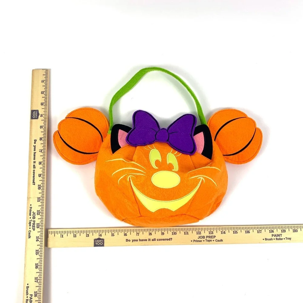 Disney Store Minnie Mouse Felt Halloween Trick or Treat Bucket‎ Glow in the Dark