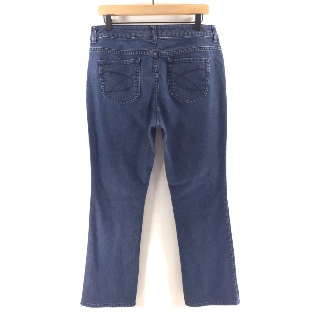 Chico's Women Jeans Platinum Denim 1.5R (US 10R) Dark Blue Straight Leg‎ Stretch