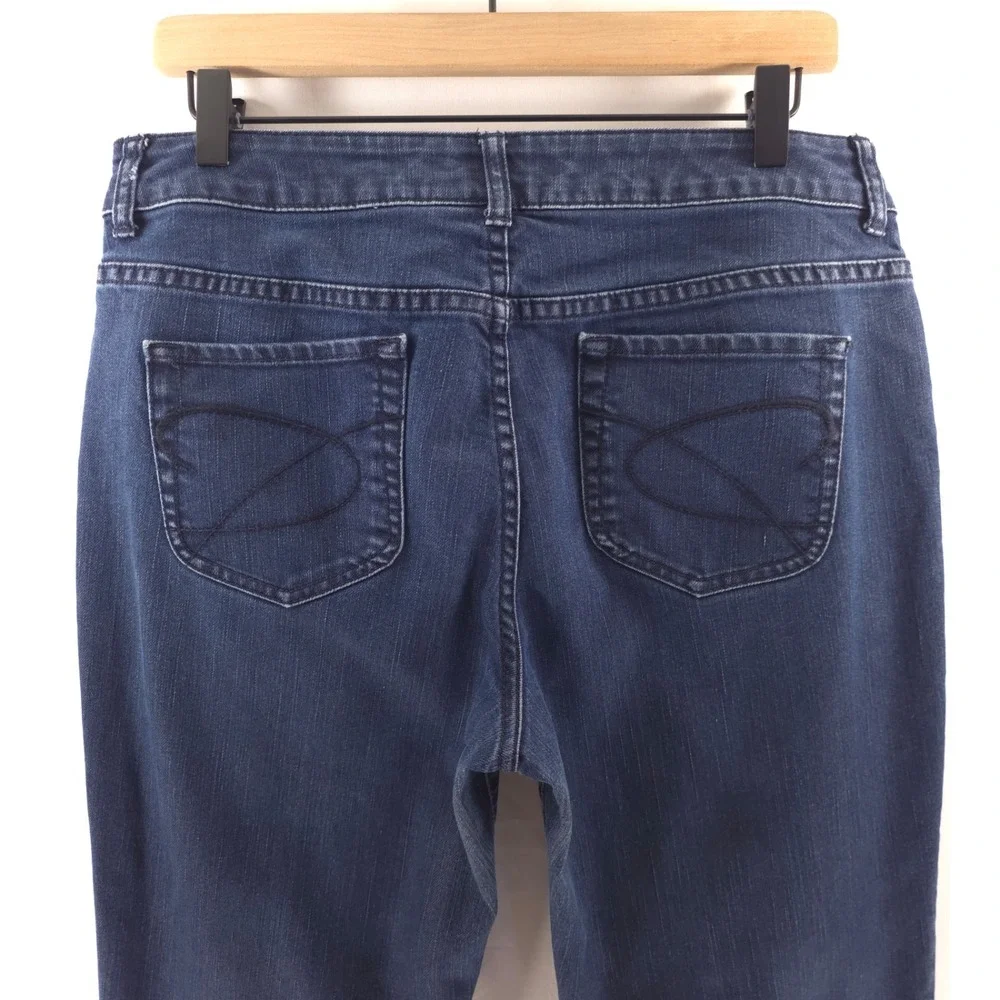 Chico's Women Jeans Platinum Denim 1.5R (US 10R) Dark Blue Straight Leg‎ Stretch