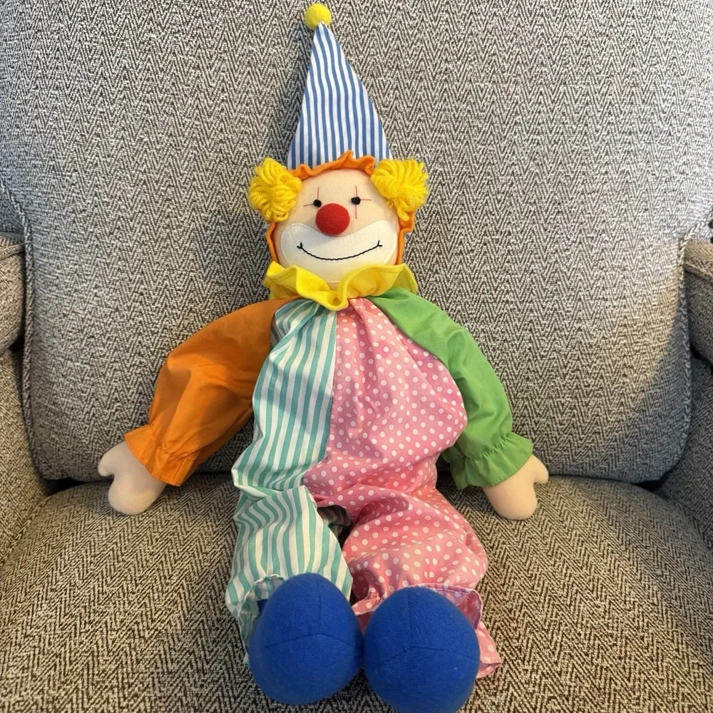 RUSS CHUCKLES CLOWN STRIPE STAR MULTI COLOR STUFFED PLUSH‎ CLOTH DOLL TOY 19
