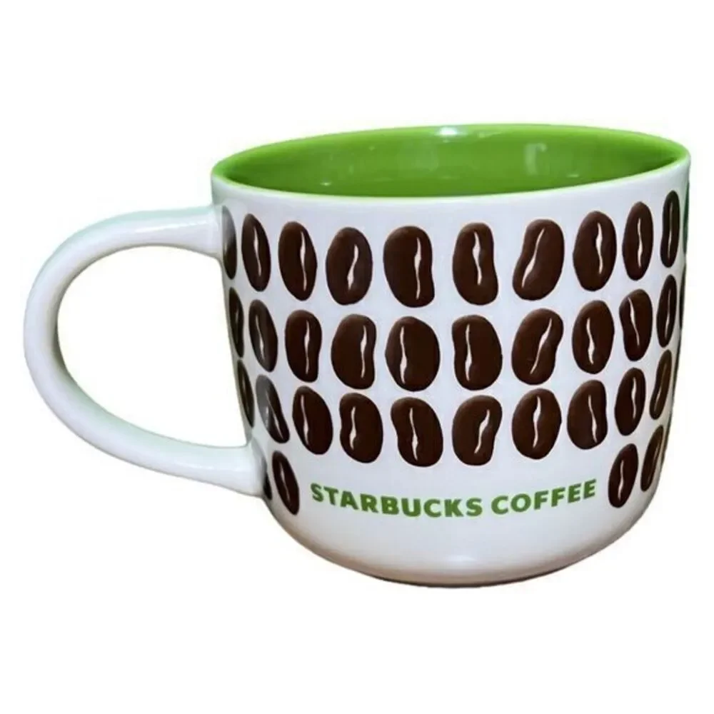 Starbucks 2009 Coffee‎ Bean Bone China Ceramic Mug Green/White