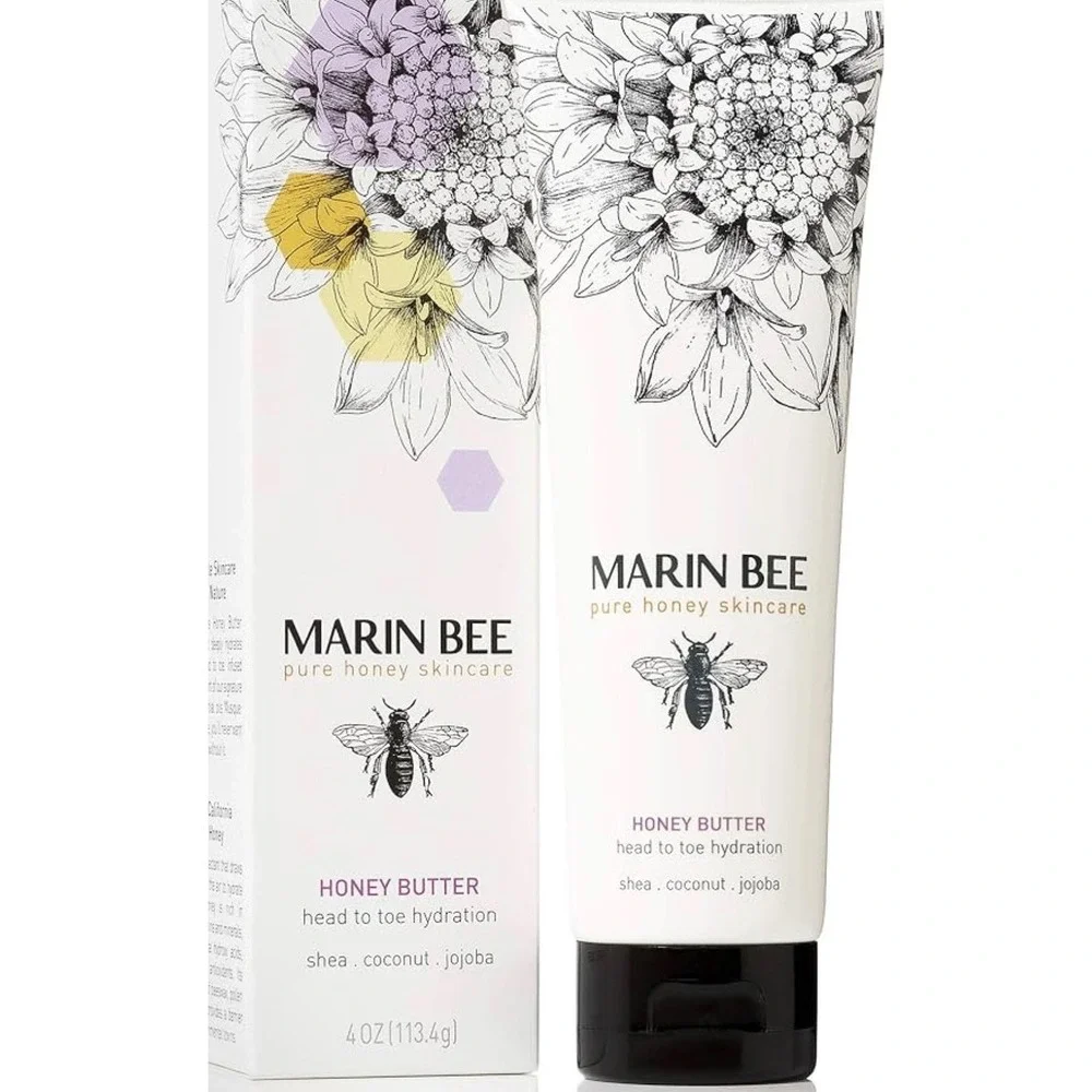 Marin Bee Pure Honey Skincare Butter‎ Body Cream 4oz Shea Coconut Jojoba NEW