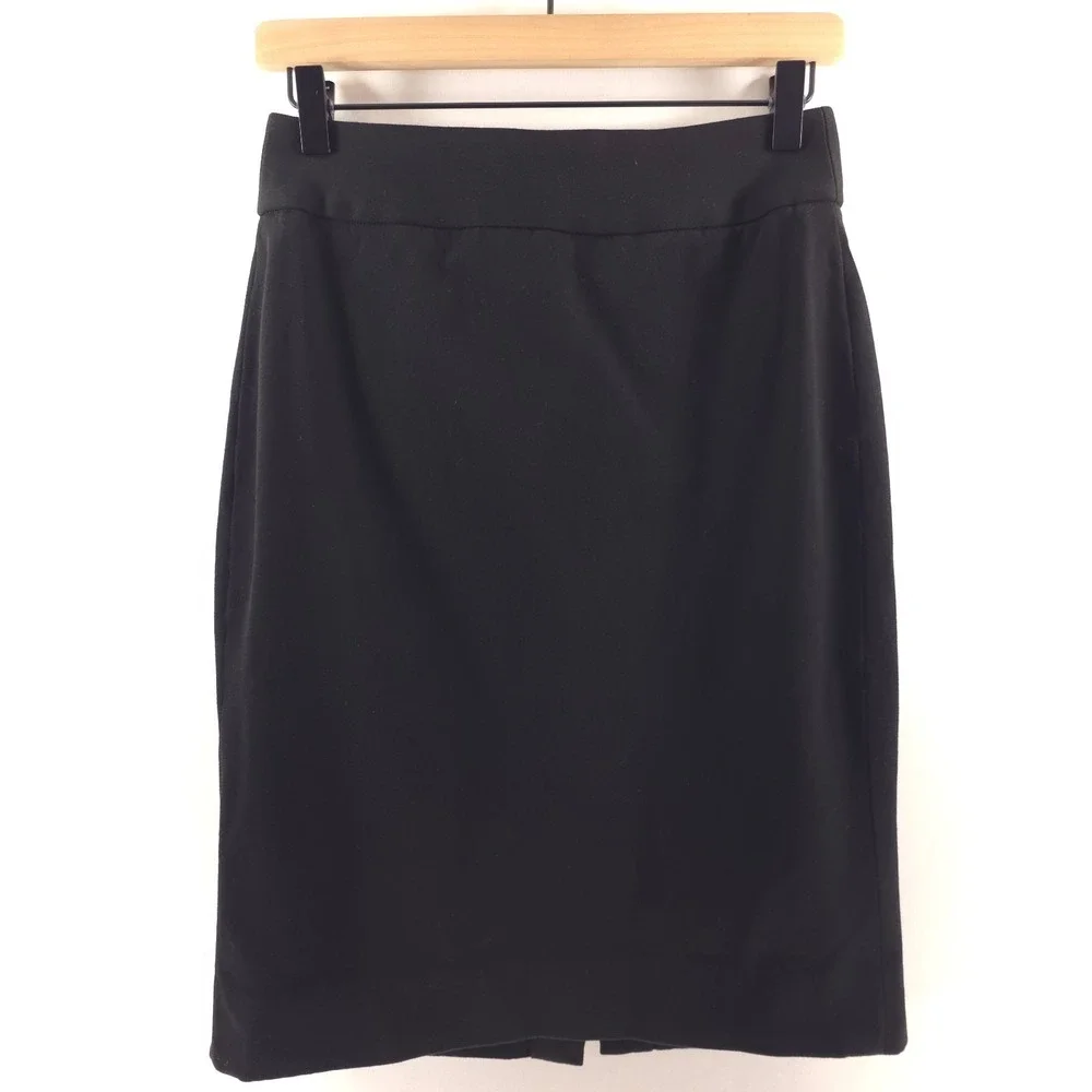 Banana Republic Womens Pencil Skirt Size 2 Black Professional Back Slit Woven‎