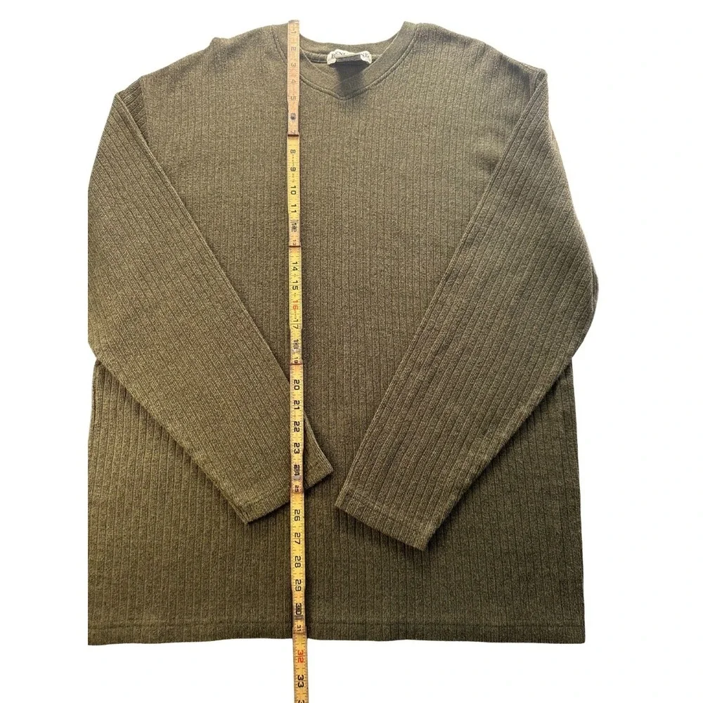 Vintage Benchline L Knit Sweater Fisherman Ribbed Crewneck Pullover Mens‎ Olive