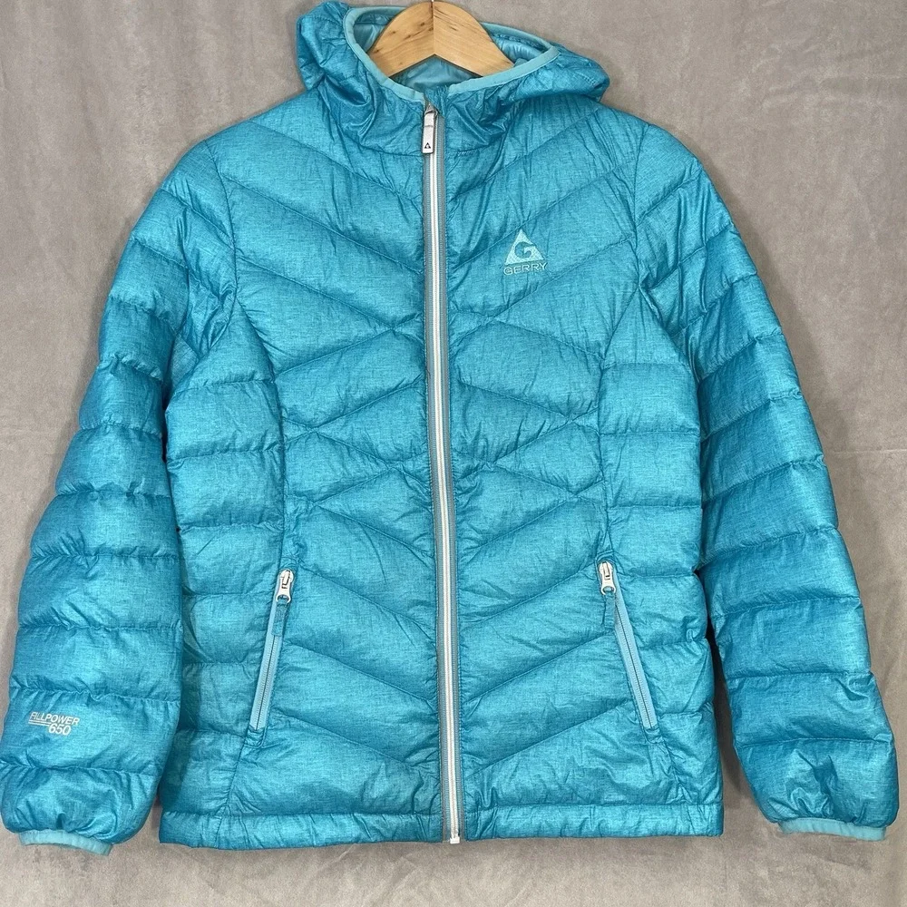 Gerry  Light Puffer Jacket  Ocean Aqua Color Packable Girls‎ Size 14-16