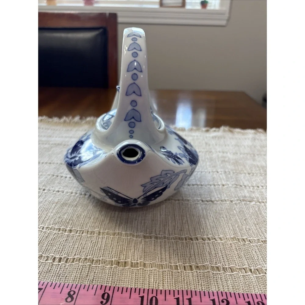 PORCELAIN TEA POT, BLUE AND WHITE BUTTERFLIES MADE‎ FOR PIER 1