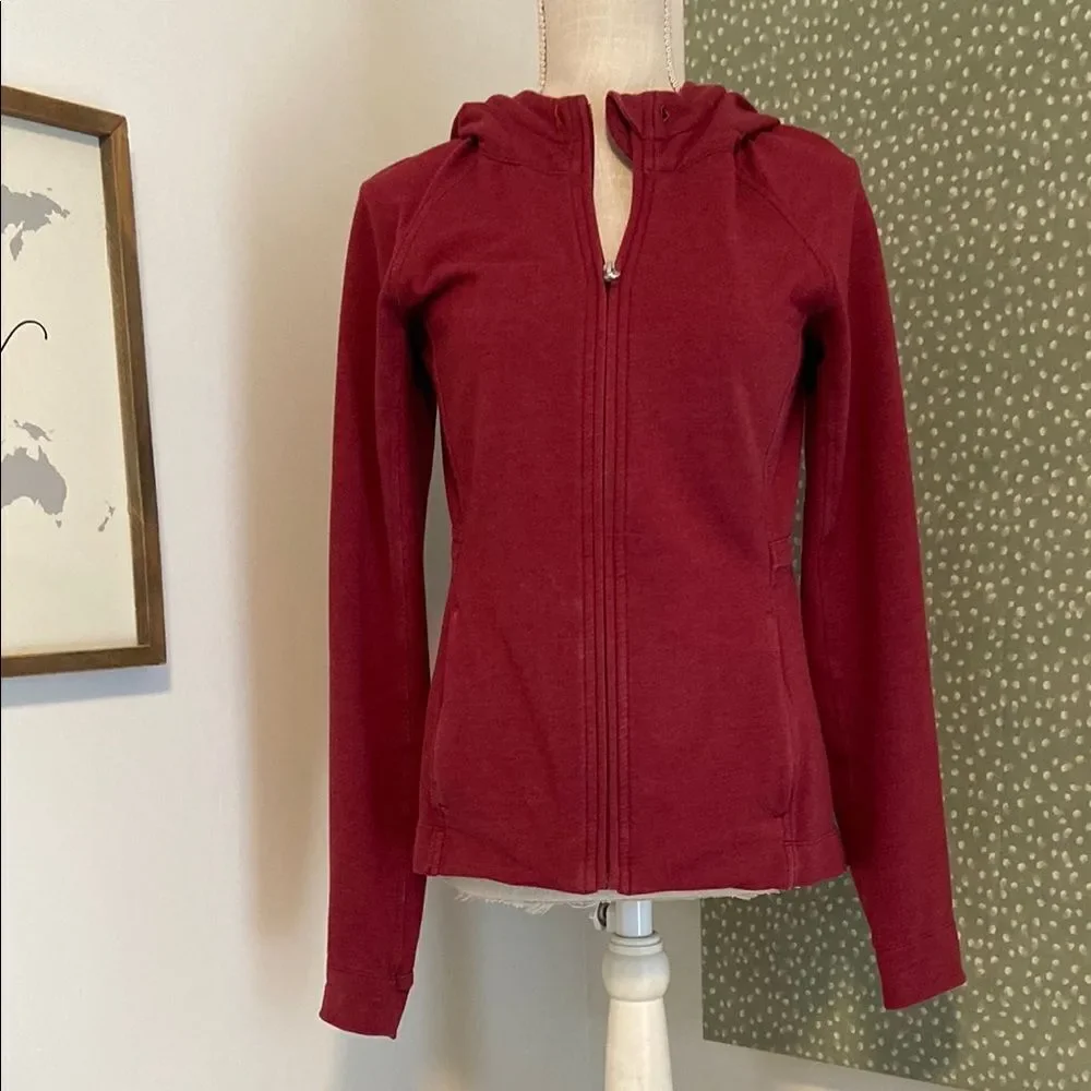 Lululemon Maroon Long Sleeve Full Zip Hooded Jacket Size 6