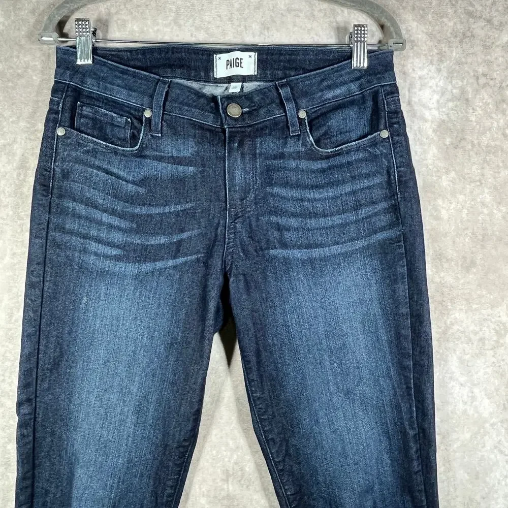 Paige Kylie Crop Jeans Womens 28 Blue Dark Wash‎ Denim Cuffed Mid Rise Stretch