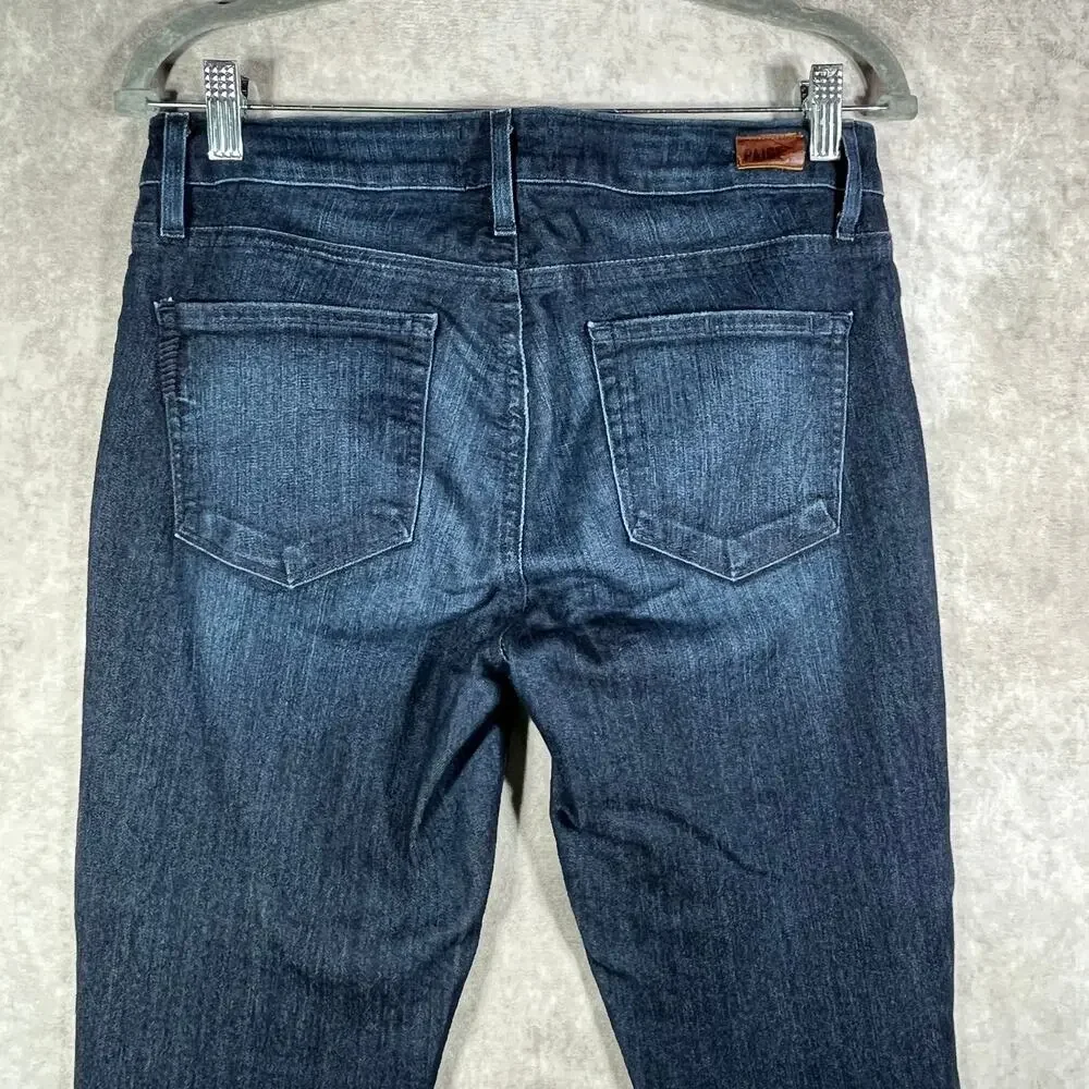 Paige Kylie Crop Jeans Womens 28 Blue Dark Wash‎ Denim Cuffed Mid Rise Stretch