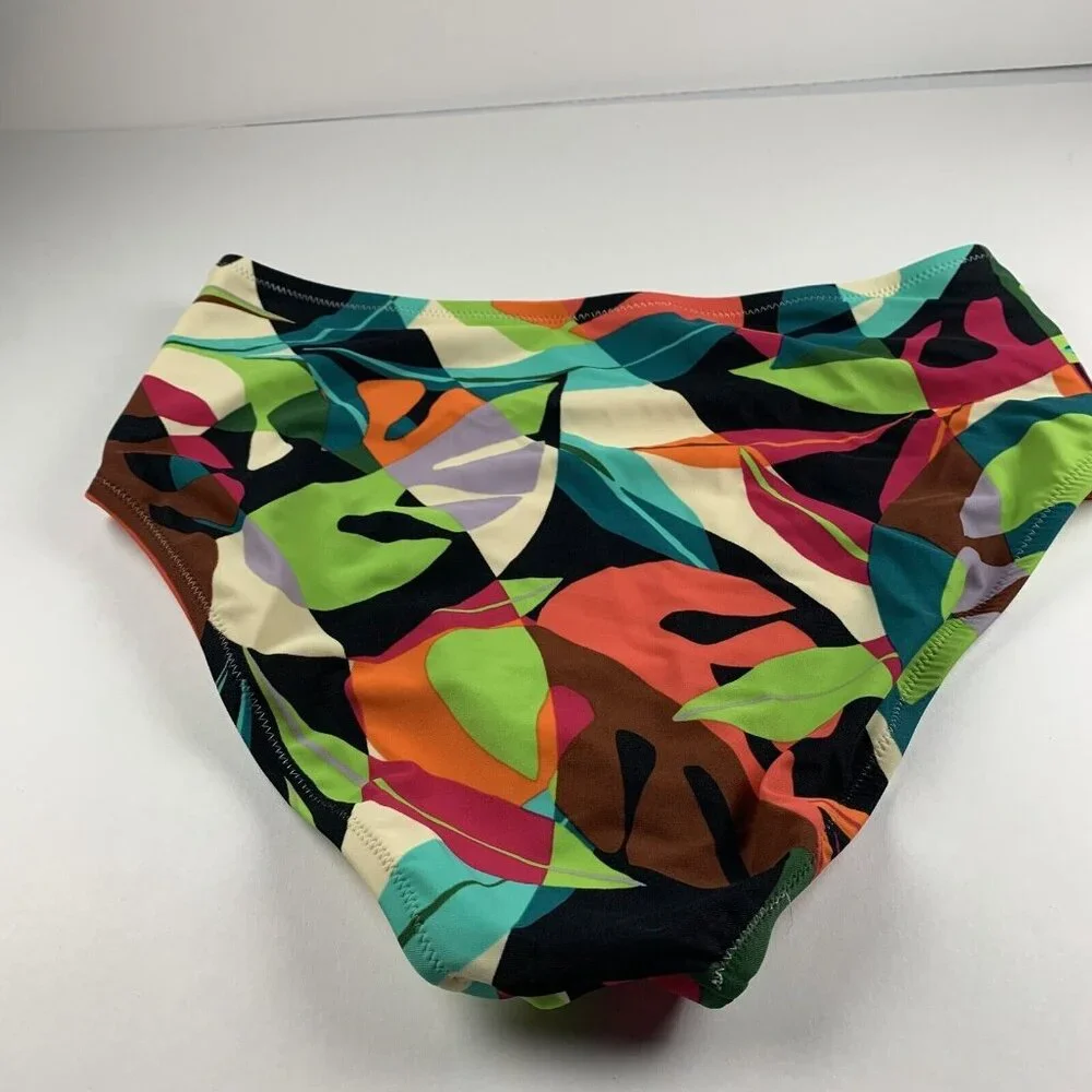 Bar III Tropical Dreams Swim Bikini Bottom‎ Women's Small Multicolor High-Waist