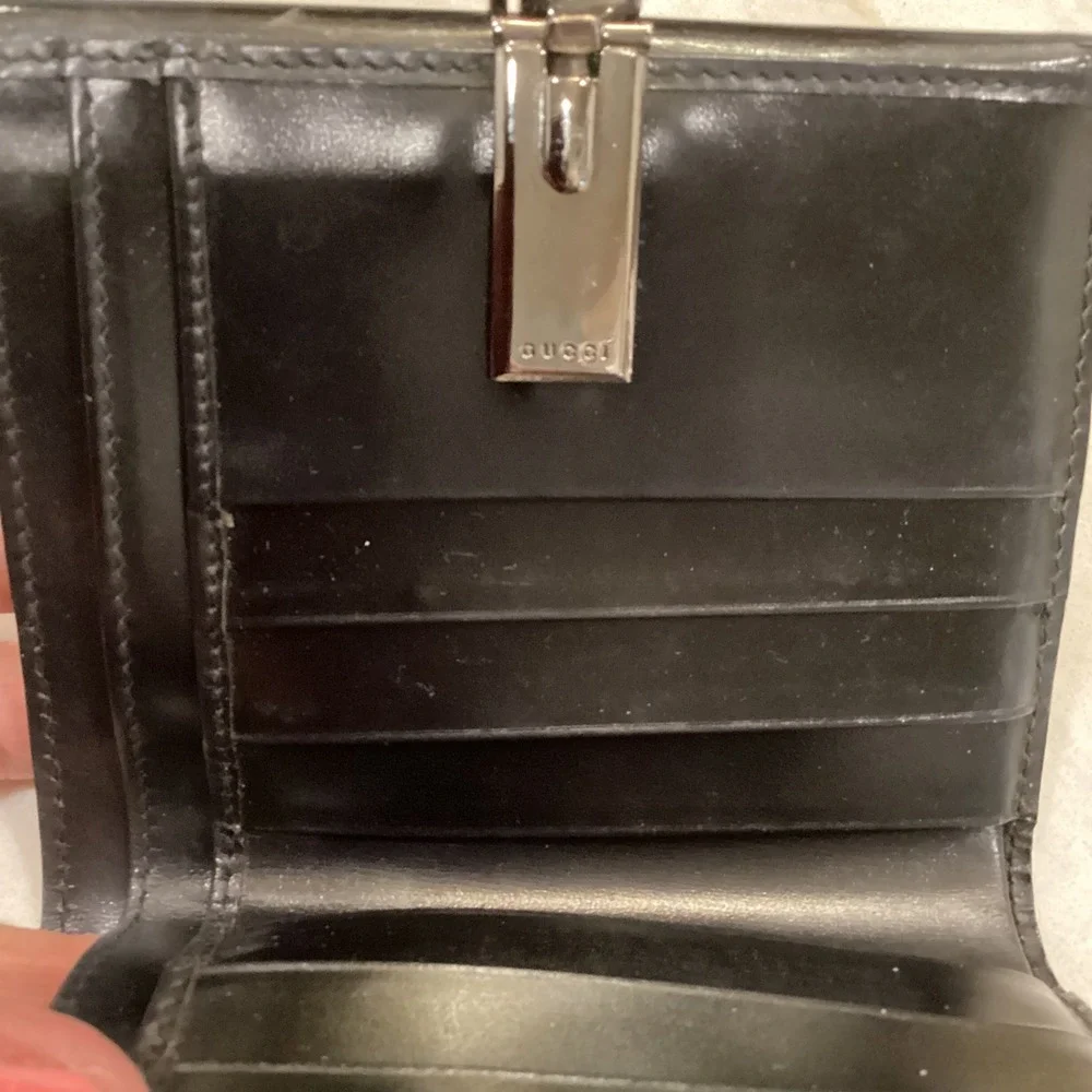 Gucci Black Leather Wallet‎ Coin Purse Card Holder Small