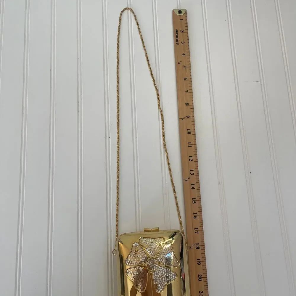 Vintage Miriam Marshall Designer Art‎ Deco Purse Gold Flower Gems READ