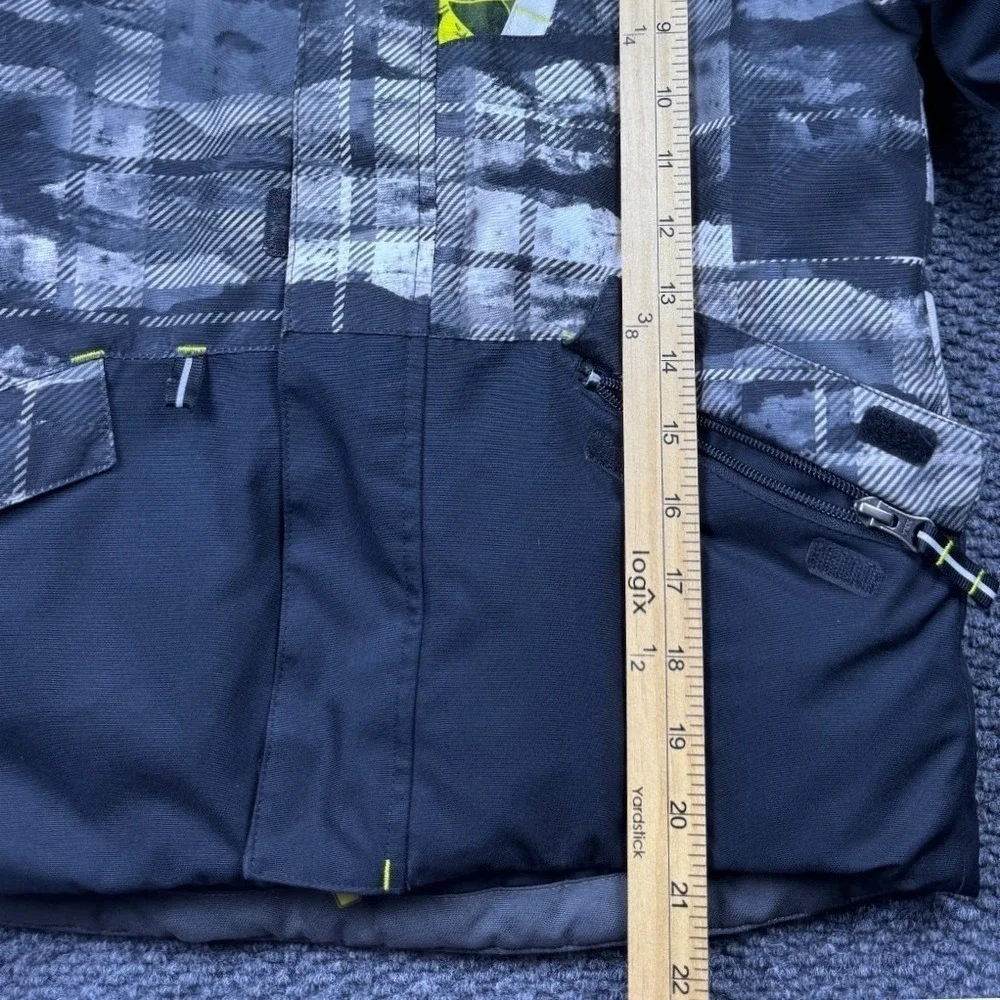 Obermeyer Boys Ski Snowboard Jacket I-Grow Hooded‎ Insulated Black Green 7 Retro