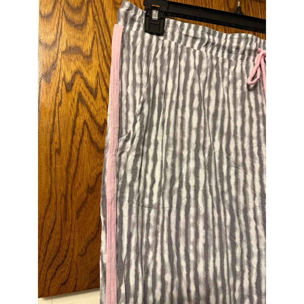 Secret Treasures Womens XL Gray Tie Dye Stripe‎ Pajama Jogger Pants Pink Stripe
