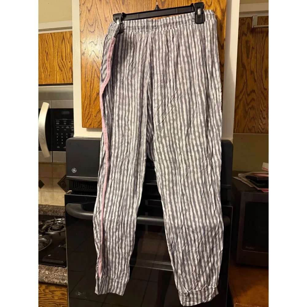 Secret Treasures Womens XL Gray Tie Dye Stripe‎ Pajama Jogger Pants Pink Stripe