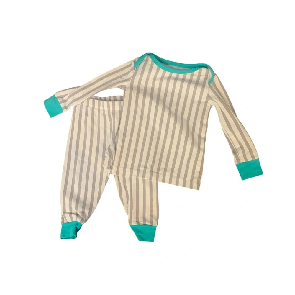BedHead Pajamas Two Piece Stripe & Solids Organic Cotton Blend 3 - 6 Months