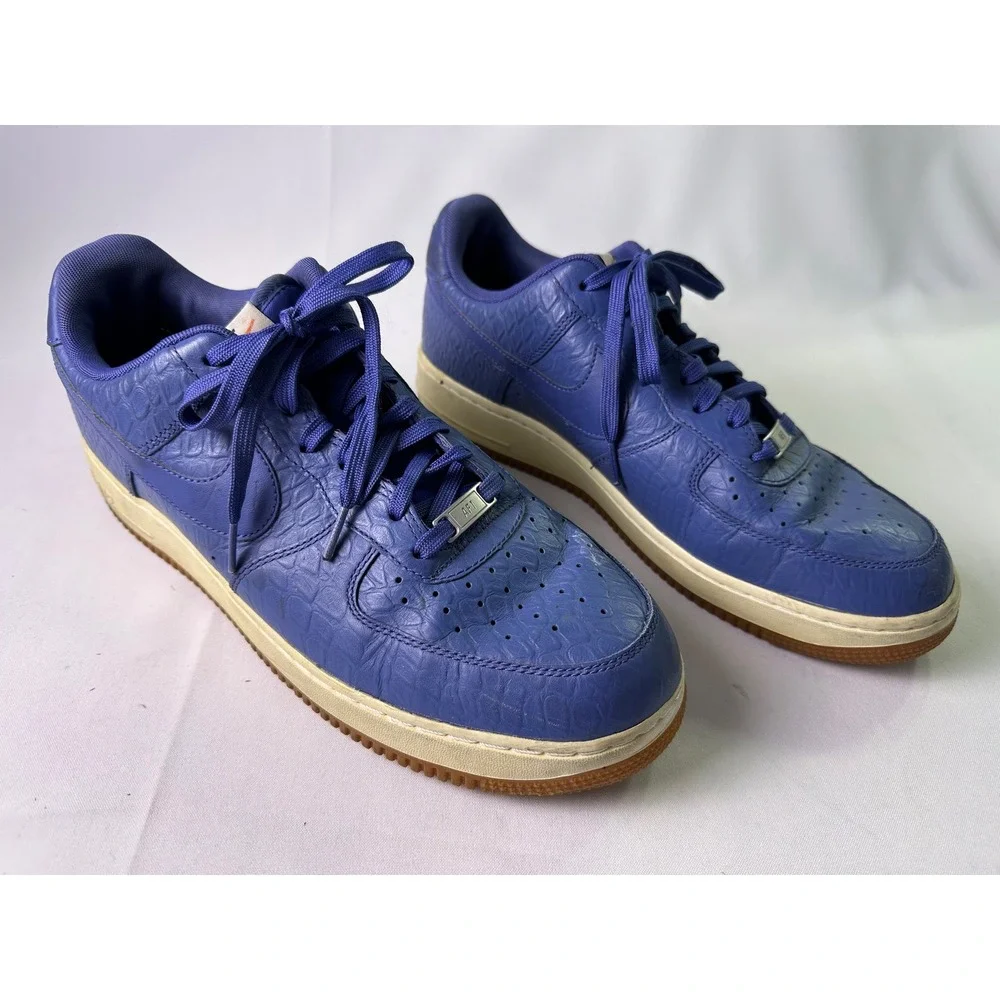Nike Air Force 1 Low Purple Crocodile Embossed Leather Sneakers‎ Men's Size 12