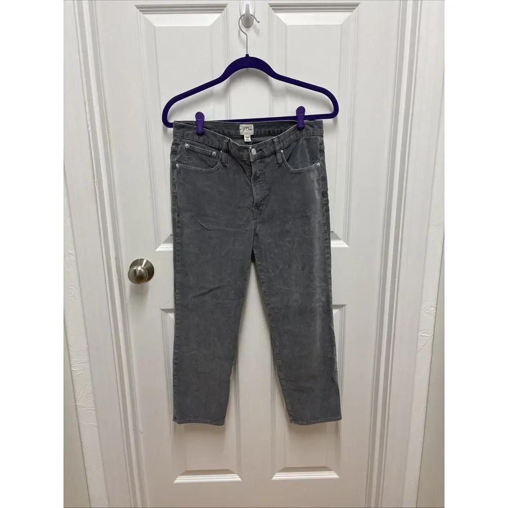 J.Crew Gray‎ Vintage Slim Straight Stretch Velvet Pants - Women's Size 30 Petite
