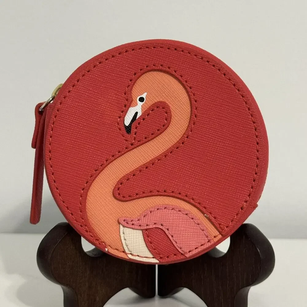 KATE SPADE Flamingo Pink Zip-Around Animal Print Coin Wallet