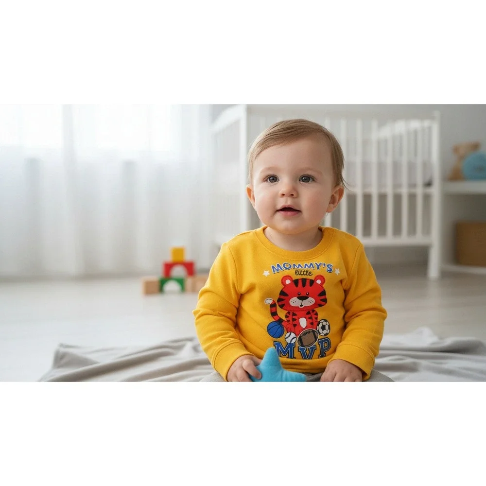 Baby Boys Sweater Mommy Little‎ MVP Tiger Sports Yellow Long Sleeve Size 24 Mths