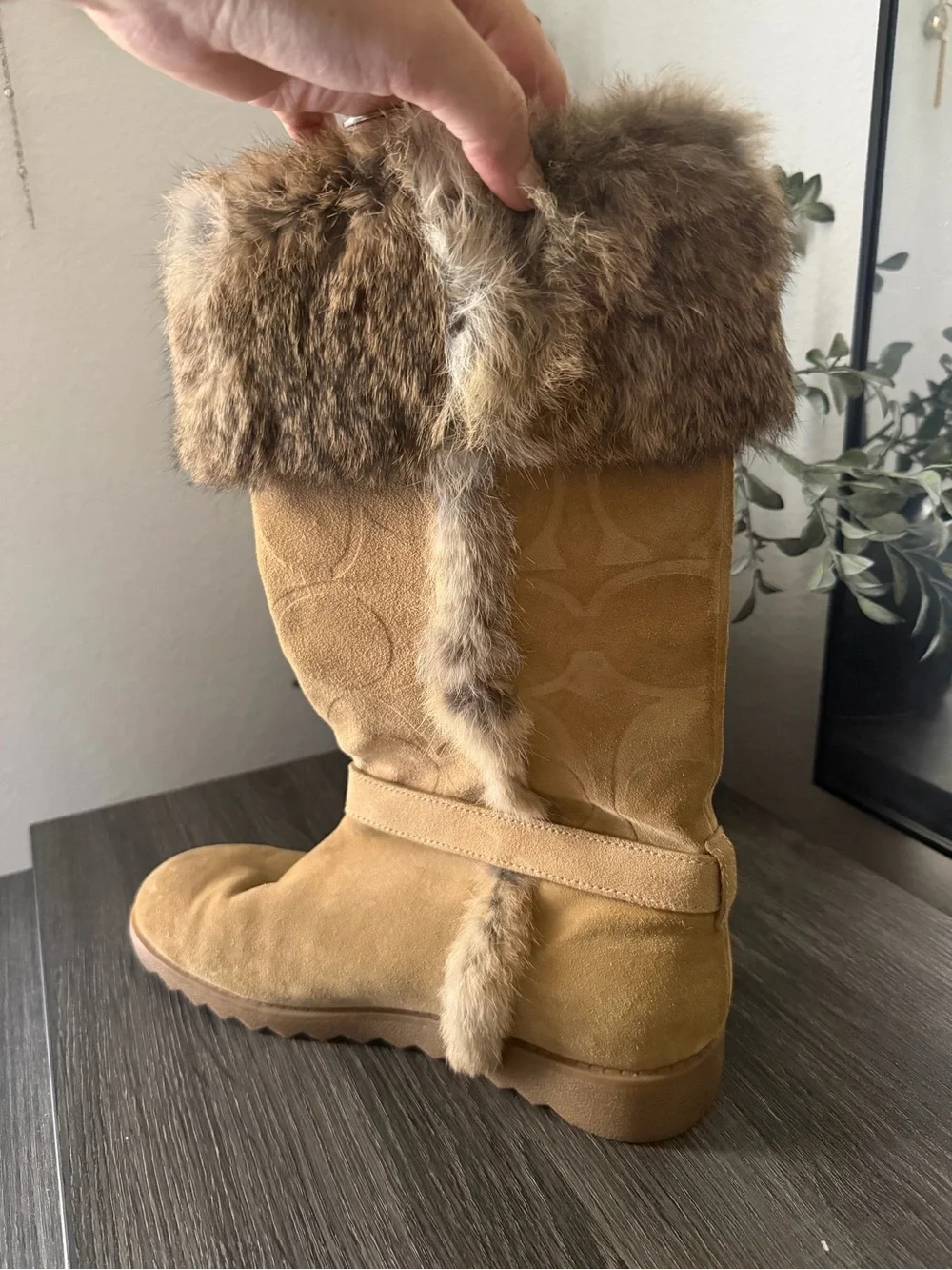 Coach Deeann Fur Trim Boots