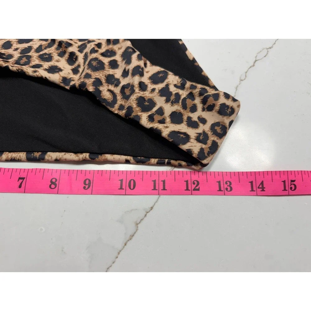AIMAGE Womens‎ Leopard Print High Waisted Bikini Set Brown Black Size M NWT