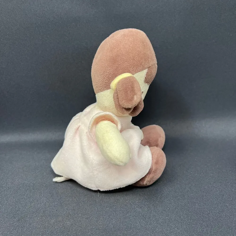 Dandelion Plush Baby Doll Brunette Brown Hair Pigtails‎ Organic Cotton 10