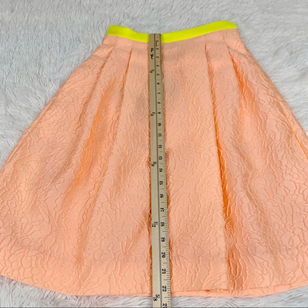 Jonathan Saunders Peony jacquard‎ pleated skater Skirt knee Length neon orange