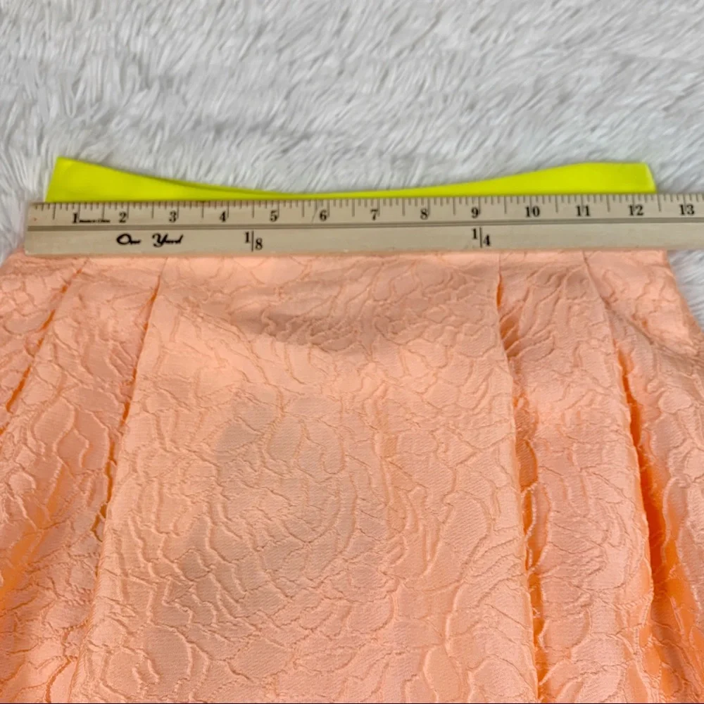 Jonathan Saunders Peony jacquard‎ pleated skater Skirt knee Length neon orange