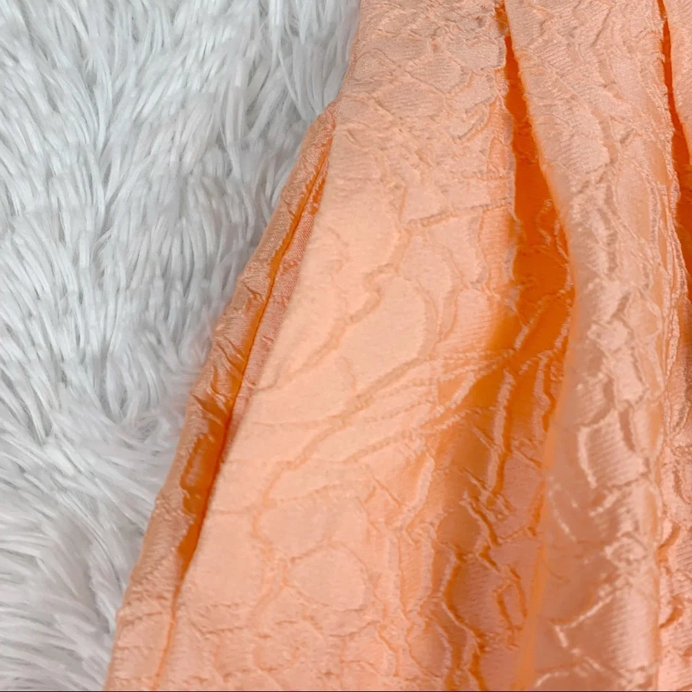 Jonathan Saunders Peony jacquard‎ pleated skater Skirt knee Length neon orange