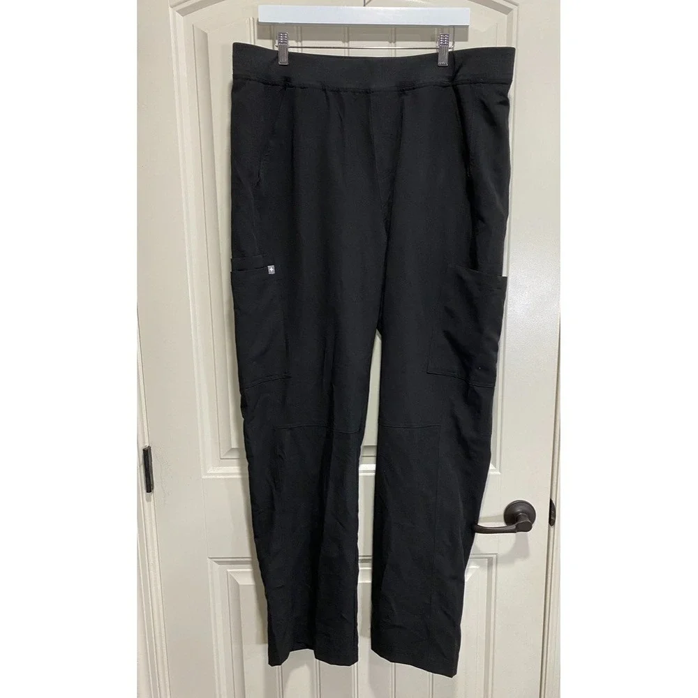 FIGS Axim Technical Collection Scrub Pants Mens XXL Black Cargo Stretch Medical