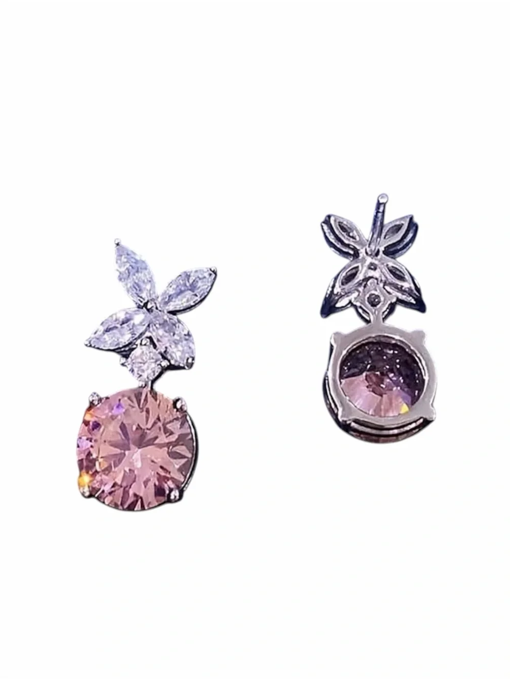 CZ Pink Drop Stud Earrings NWT Gold Plated