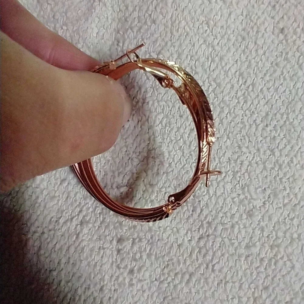 Copper color hoop post earrings