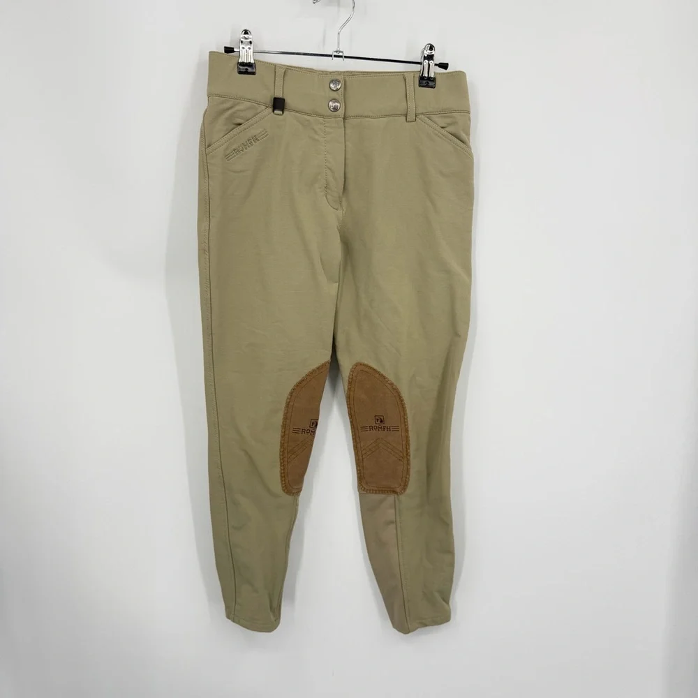Romfh Sarafina knee patch breeches in beige tan color sz 16‎