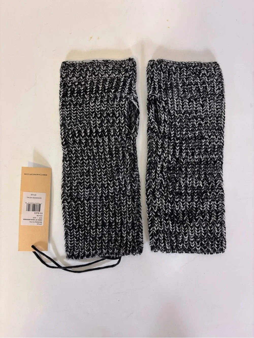 New Rebecca Minkoff Black and White Marled Knit Wrist Warmers One Size