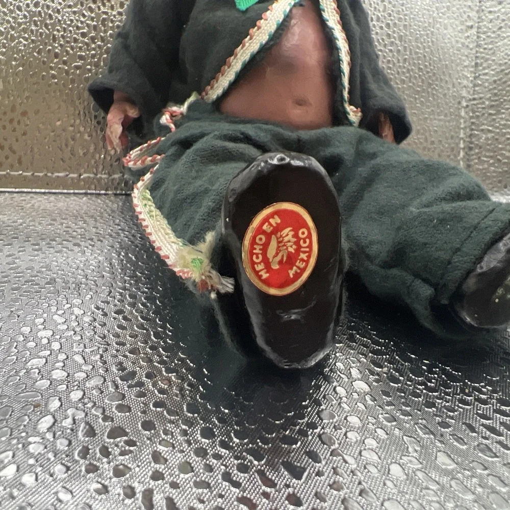 Vintage 1940's Made in Mexico Boy Doll Composition Body Ragged Clothes Medium‎