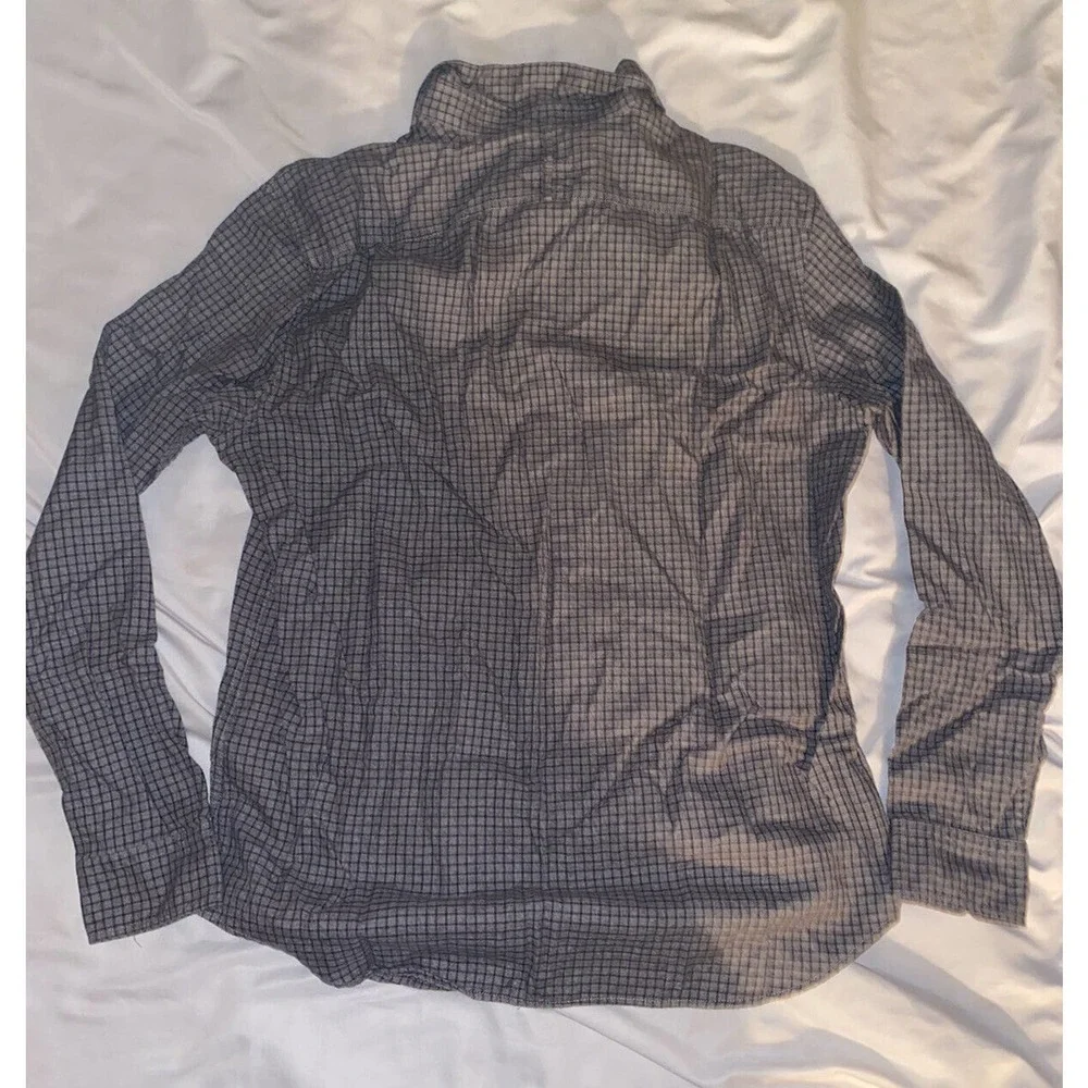 Banana Republic Luxe Flannel Camden Fit Windowpane Gray‎ Shirt Size Medium