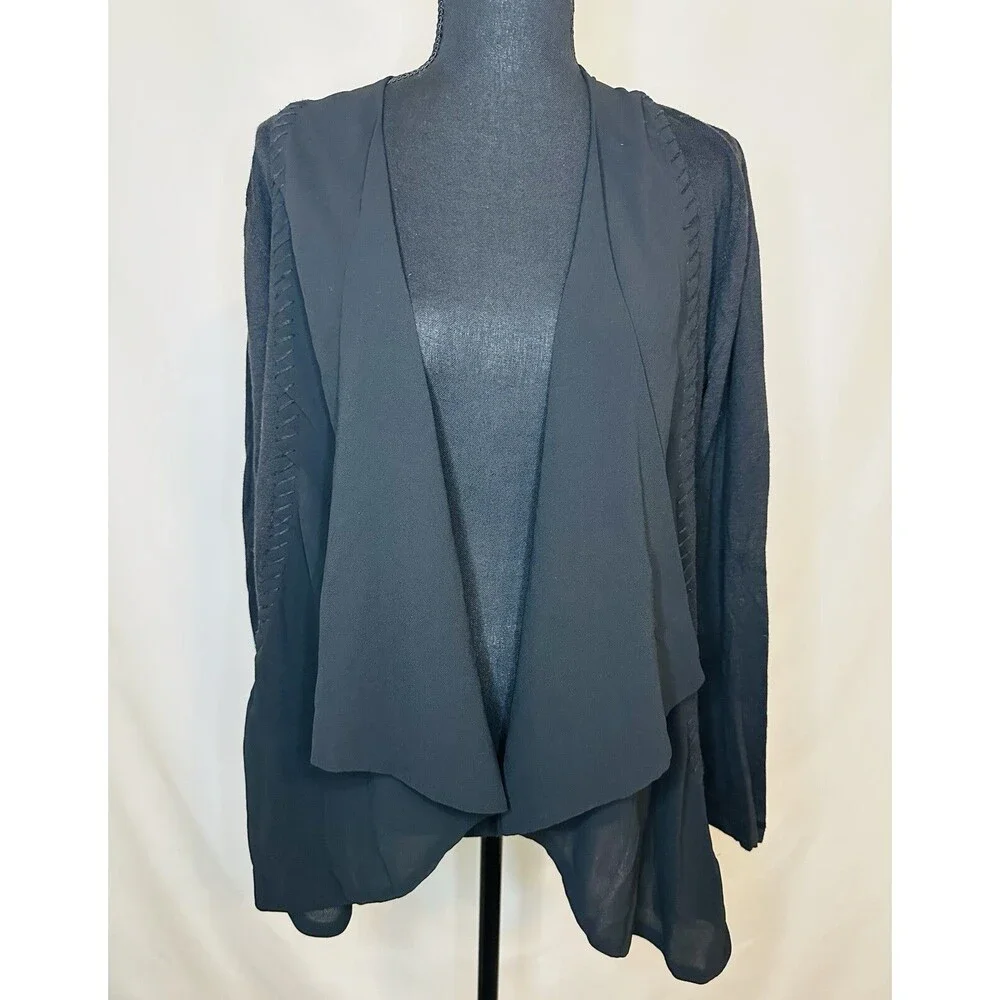 Soft Surroundings Black Open Front‎ Cardigan Cotton Blend Women's MEDIUM