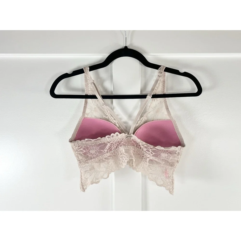 Victoria's Secret PINK Lace Push-Up Bralette Underwire Bra Pink‎ Taupe Small S
