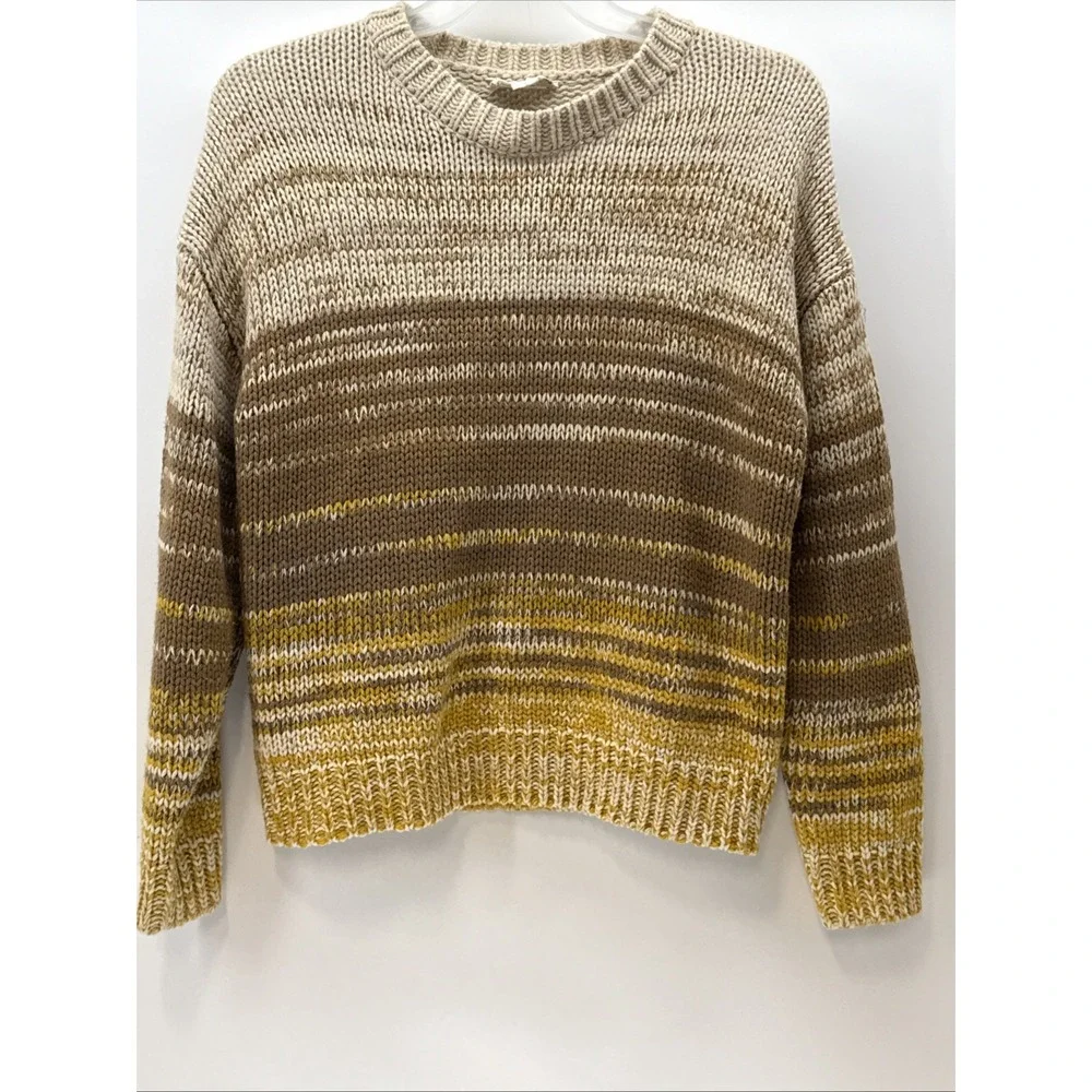 Loveriche Women's Small Pullover‎ Knit Sweater Tan/Brown/Yellow