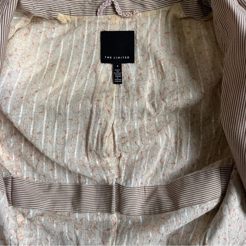 The Limited Y2K Women’s Tan Beige Striped Blazer Jacket Size 4 Business Casual‎