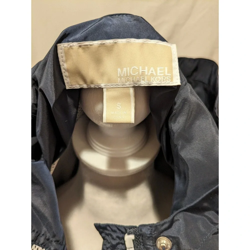 New Condition Michael Kors Womens Hooded Eco Anorak Jacket Dark Blue Size Sz:‎ S