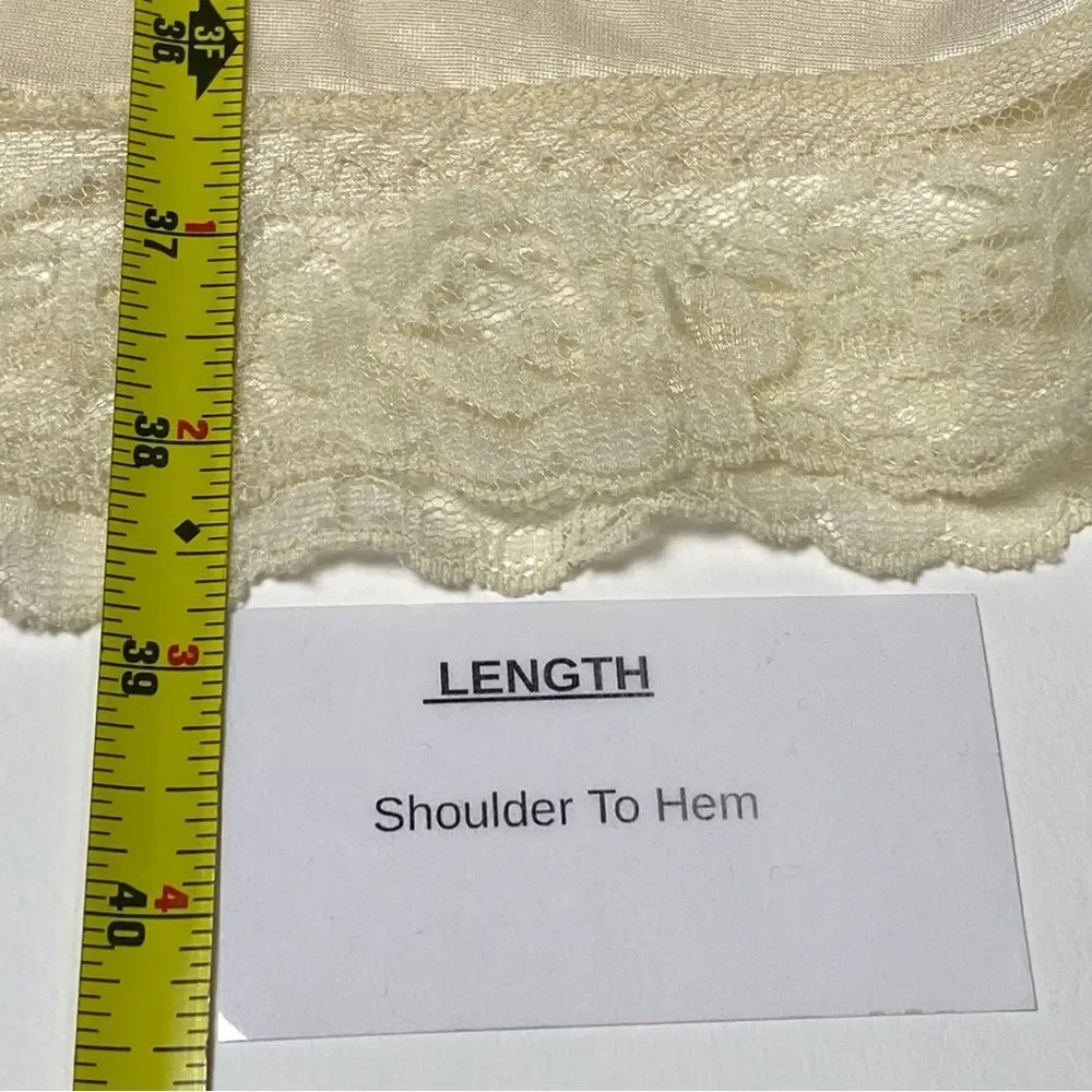 Vintage 80's Union Made Off White Lace Slip Dress Women's Size 38