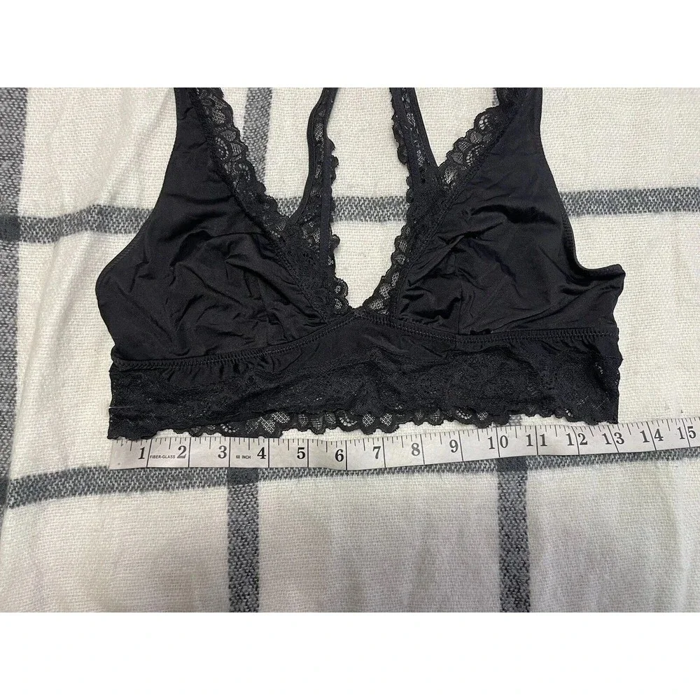 Aerie Black Lace Trim Bralette‎ Racerback Crop Top Women's Size M