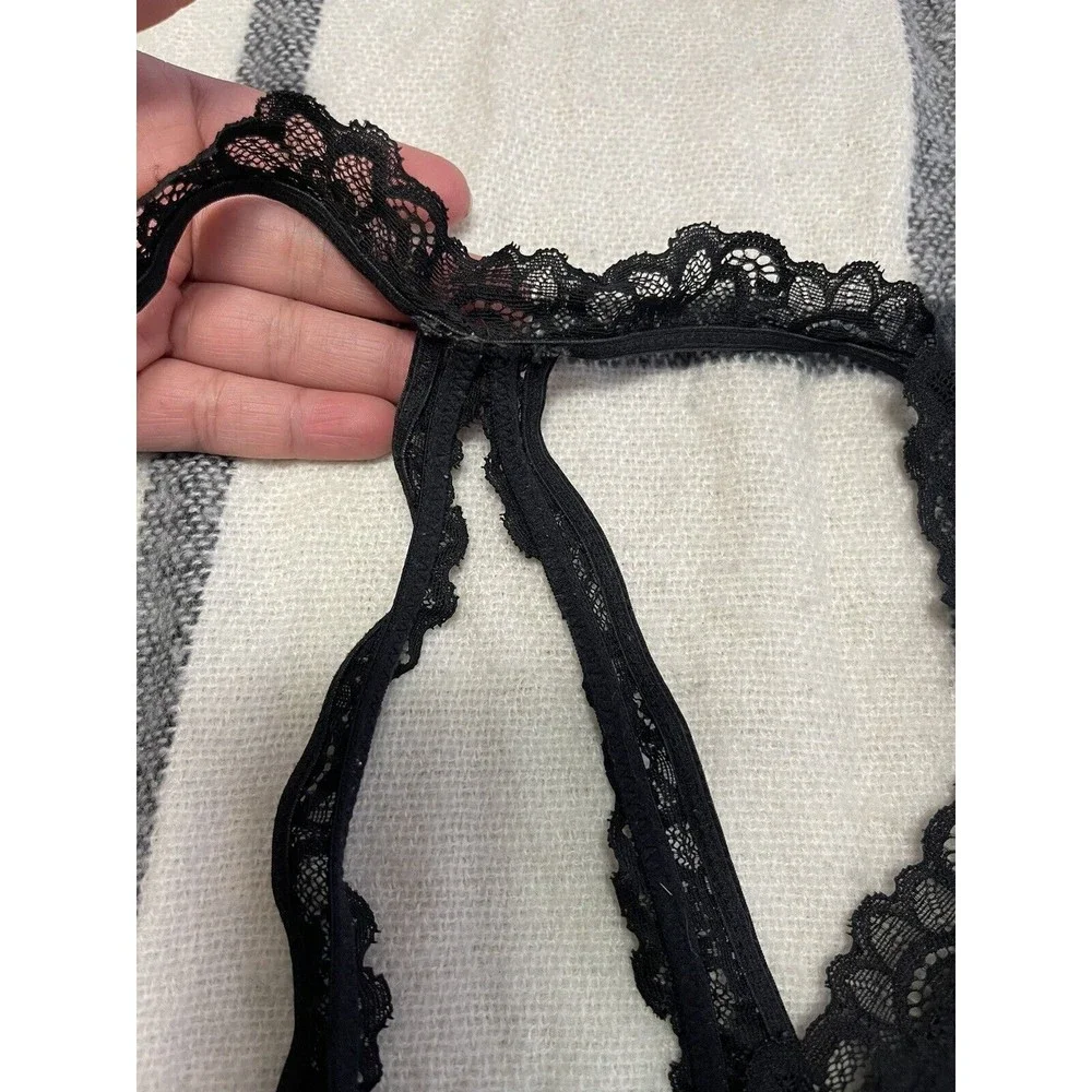 Aerie Black Lace Trim Bralette‎ Racerback Crop Top Women's Size M