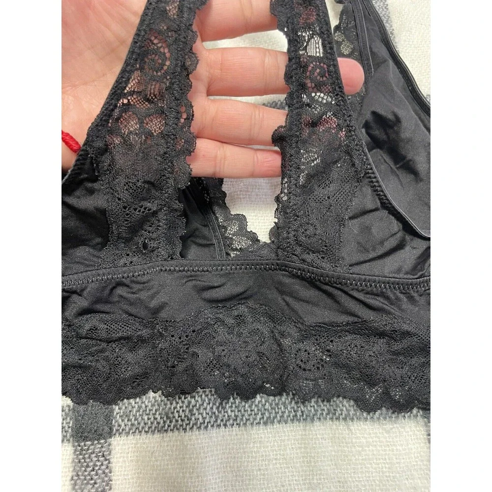 Aerie Black Lace Trim Bralette‎ Racerback Crop Top Women's Size M