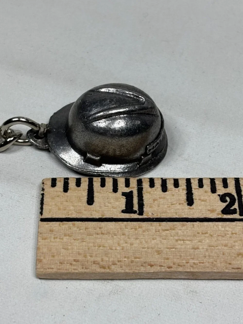Vintage Halliburton Hard Hat Keychain Pewter Metal Oilfield Promo Safety Award