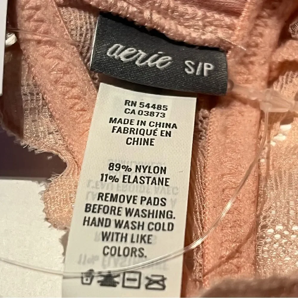 Aerie Bralette Size Small Pastel Orange, Lacy racerback, padded