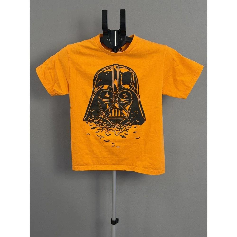 Star Wars Shirt Boys Large‎ Orange Darth Vader Bats Graphic Mad Engine Cotton