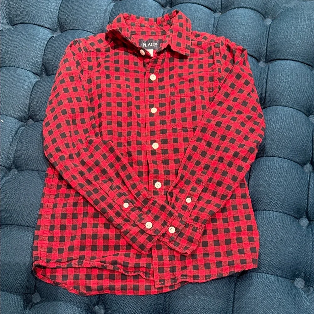 The Children's Place Red and Black Checkered Shirt 100% cotton (LR)